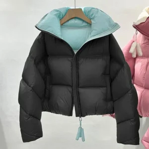 Windproof Short Jacket Thicken Winter Fashion 2024 Warm Women's Down Jacket Stand Collar Korean Loose Parkas Coat Women Outwear