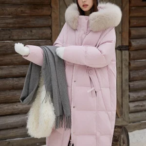 MISHOW Women's Winter Coat with Hood 2025 Fashion Solid Commute Long Down Jacket Windproof Warm Down Coat Luxury MXE51Y0079