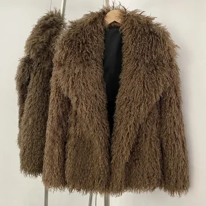 OFTBUY Fluffy Fur Women Fur Coat Eco-friendly New in Winter Long Sleeve Warm Faux Fur Jacket Female Office Lady Chic Outerwear